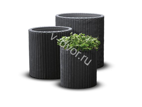 Кашпо cylinder planters set комплект 3 size set Графит
