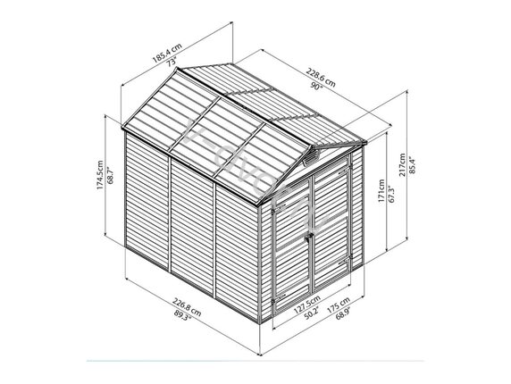 Хозяйственный блок Palram SKYLIGHT SHED 6*8 серый