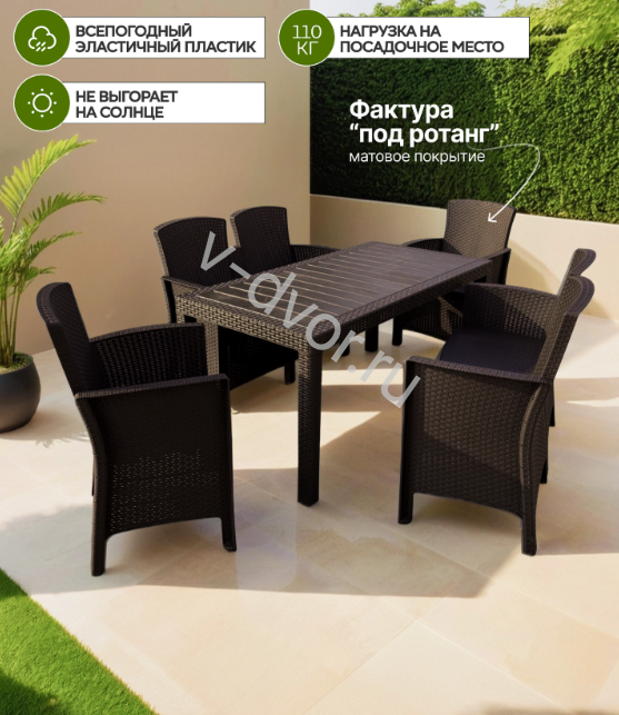 Комплект садовой мебели Lido Nova Саманна 6 set мокко, без подушки