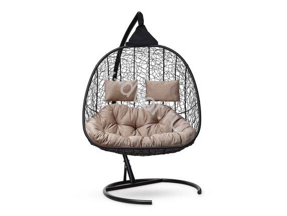 Подвесное кресло-кокон Сиеста Фэмили черное, подушка бежевая