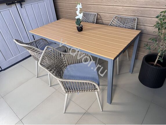 Обеденная группа Madera WPC 4+1 with Porto Crossback на 4 персоны капучино
