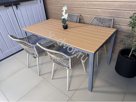 Обеденная группа Madera WPC 4+1 with Porto Crossback на 4 персоны капучино