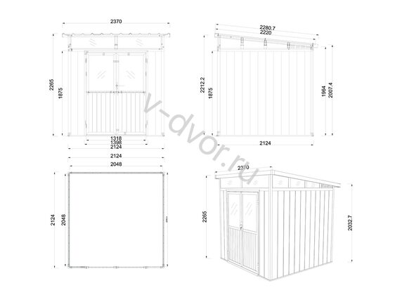 Хозяйственный блок из ДПК "Защитник 7х7" (Defender 7х7) (4.24 кв.м)