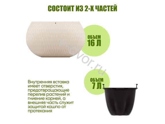 Кашпо Жемчужина подвесное 7 л, белое