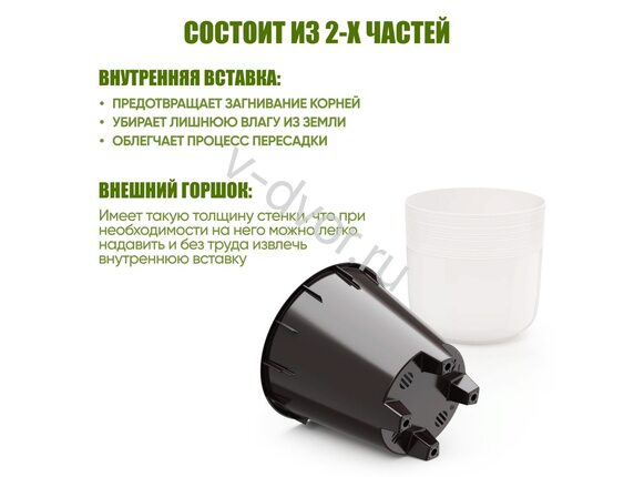 out Кашпо цв. Линель 6л двойной белый