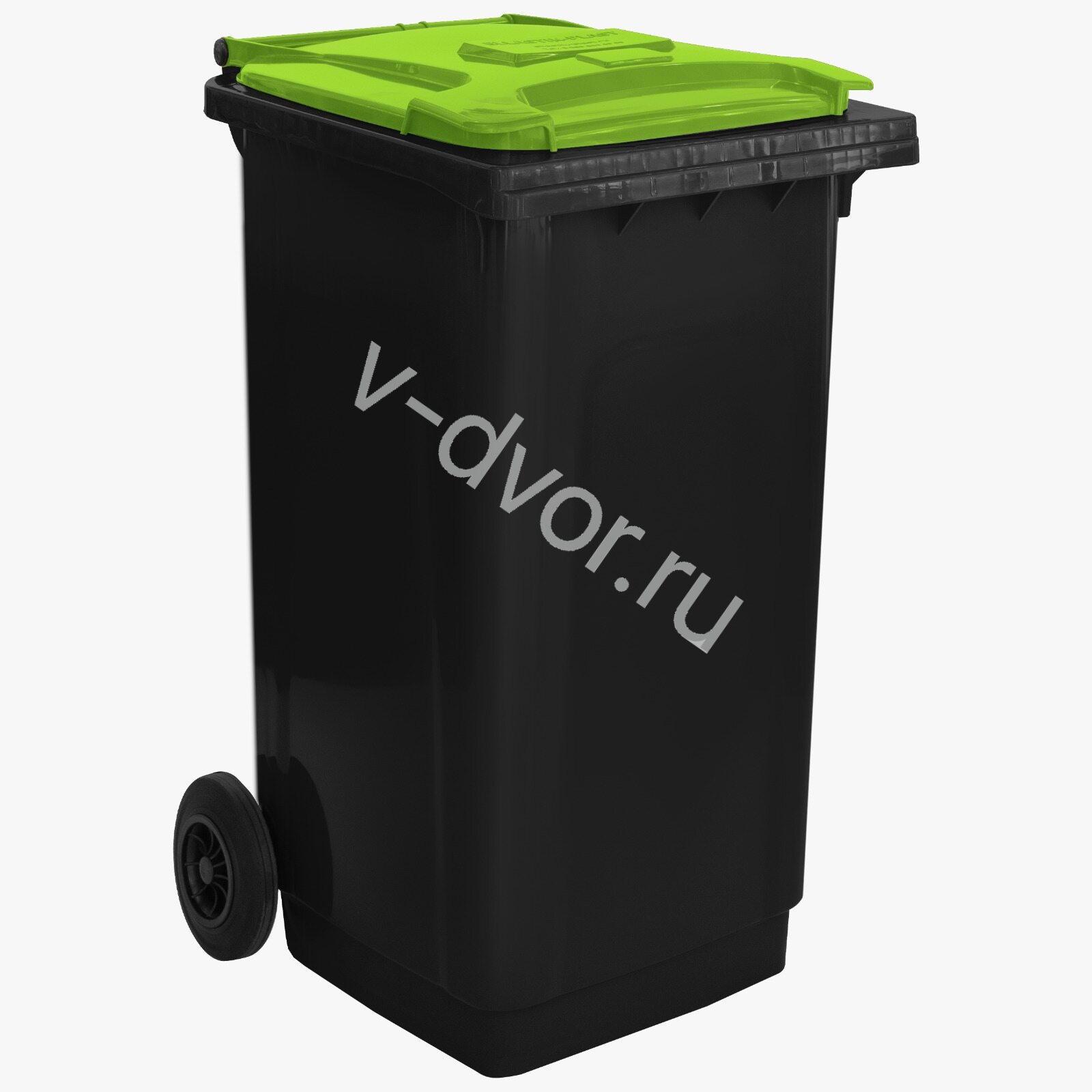 Контейнер бак для мусора усиленный 240л (черный с зеленым)