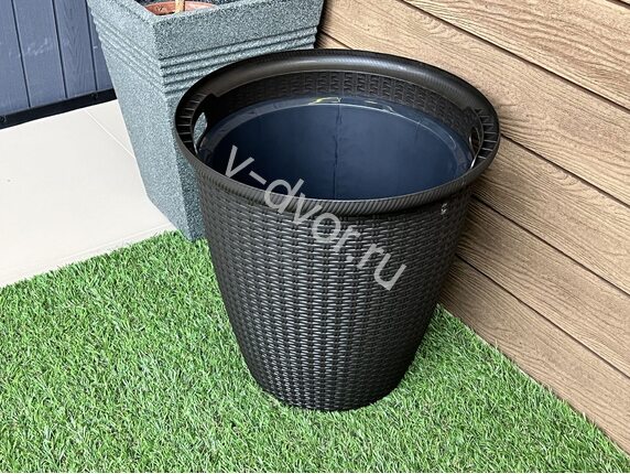 Кашпо Rattan D 470мм/50 л с внутренним горшком 27 л шоколад