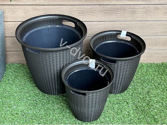 Кашпо Rattan комплект 3 set шоколад