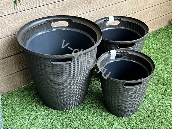 Кашпо Rattan комплект 3 set шоколад