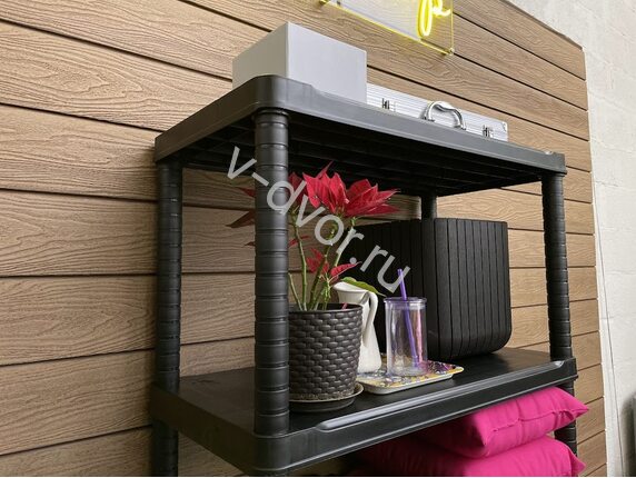 Стеллаж Пластиковый 5 полок 40*80 черный высота 187см нагрузка на полку 70кг