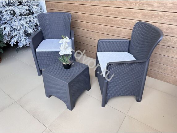 Комплект мебели 2 кресла и столик Bari balcony set под ротанг графит
