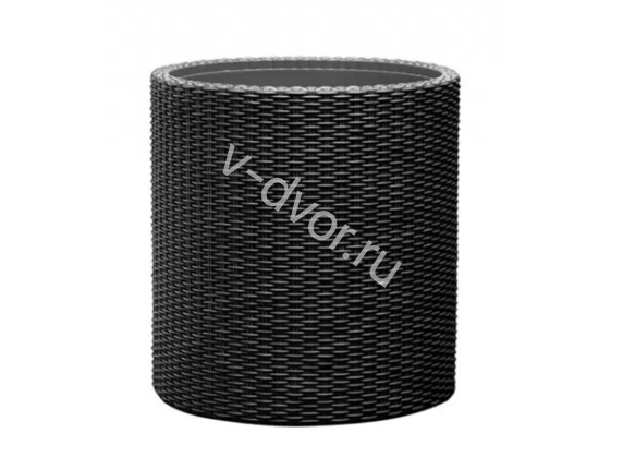 Кашпо Keter Cylinder Planter S с ротанговой поверхностью графит